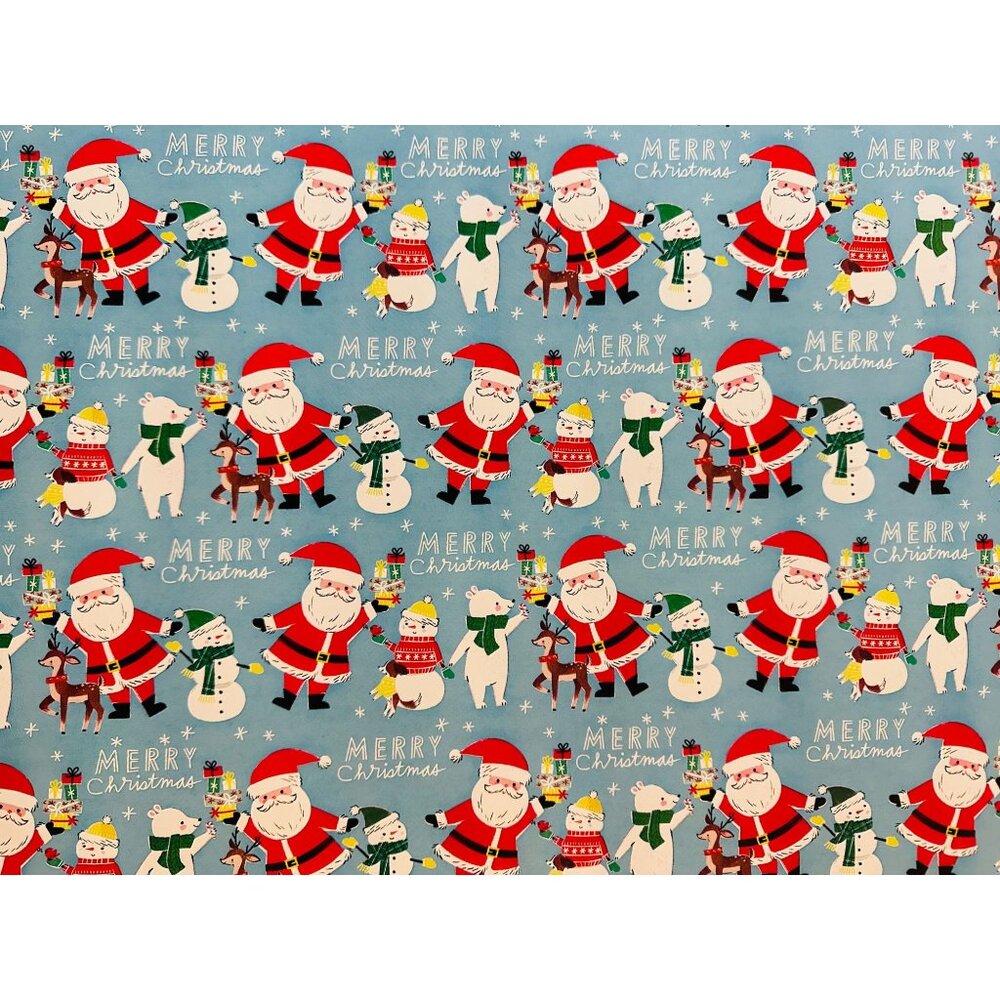Hallmark Wrapping Paper Santa & Friends Polar Bear Snowman Reindeer 40 sqft Roll